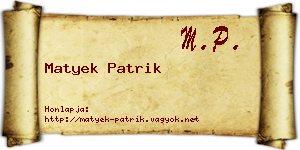 Matyek Patrik névjegykártya